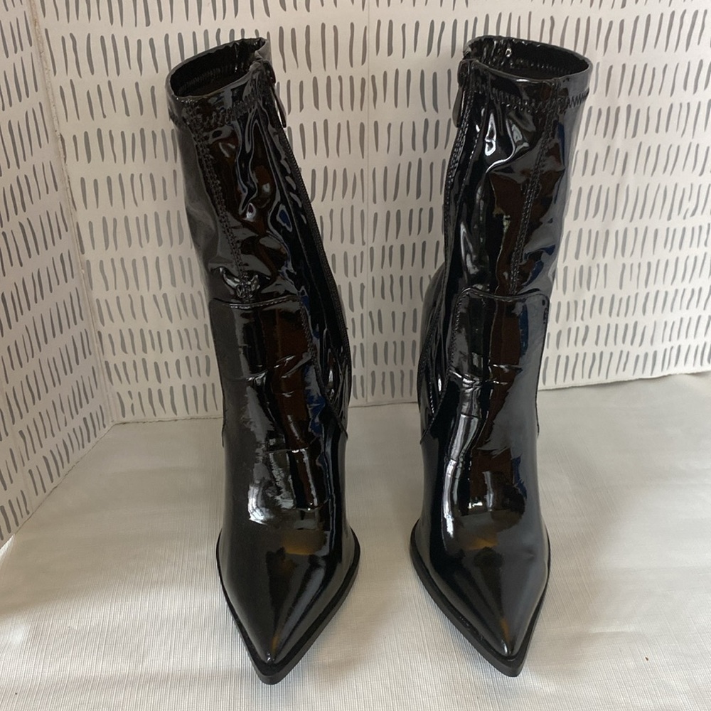 Azalea Wang black patent leather ankle boots